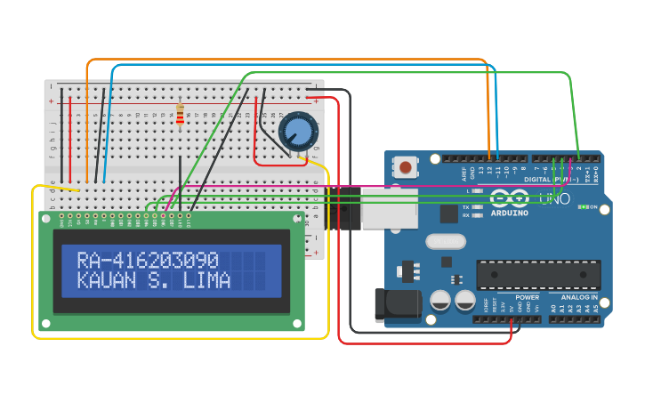 Circuit design LCD+ KAUAN SANINANA LIMA- 416203090 | Tinkercad