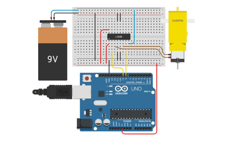 Circuit design interfacing of DC motor for direction control - Tinkercad