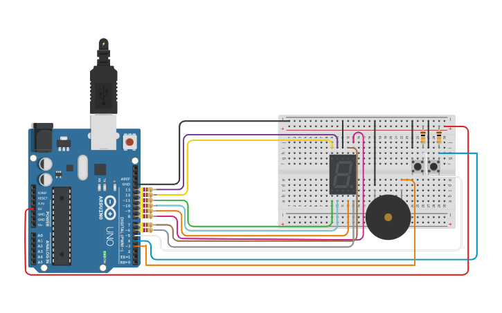 Arduino 4 digits 7 segments discount led countdown timer with buzzer