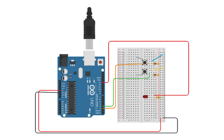 Circuit design Push Buttons 05 | Tinkercad