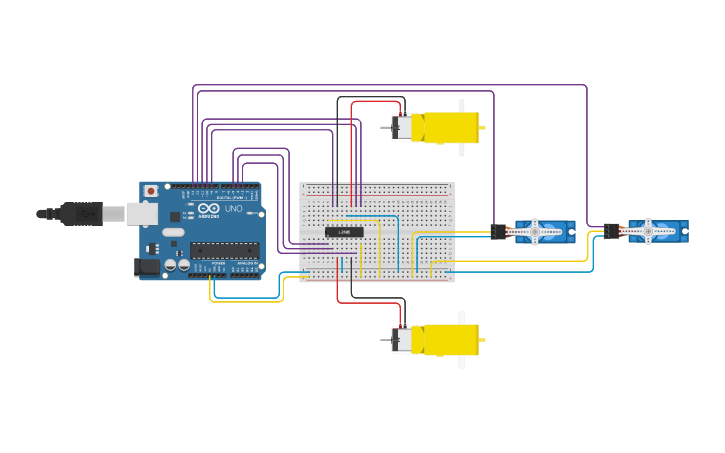 Circuit design Actuator system - Tinkercad