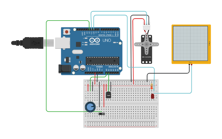 Circuit design Sensor and actuators with arduino | Tinkercad