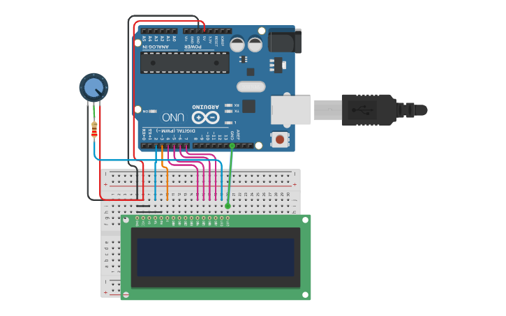 Circuit design LCD e ARDUINO - Tinkercad