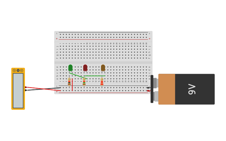 Circuit design Battery Level Indicator | Tinkercad