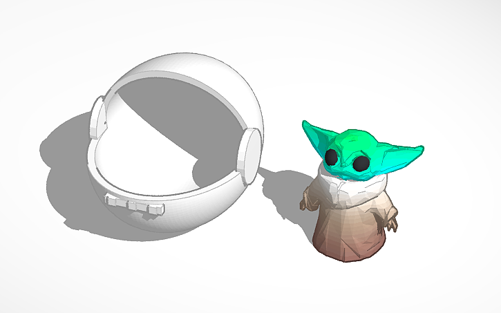3D design baby yoda and pod Tinkercad