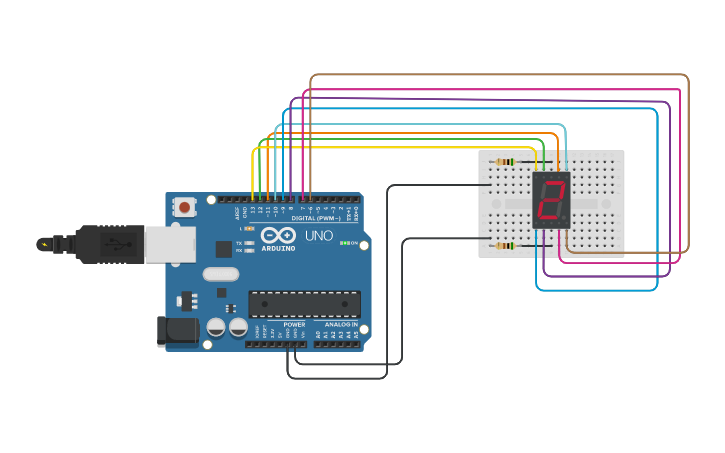 Circuit design 7 Segment Display - Tinkercad