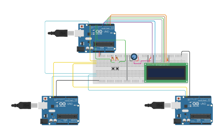 Circuit design Comunicazione I2C con implementazione LCD - Tinkercad
