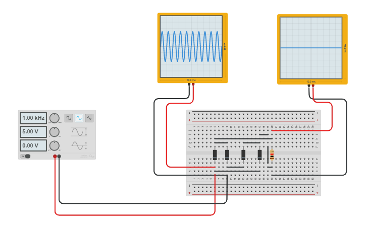 Circuit design Full Wave rectifier | Tinkercad