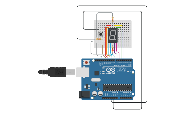 Circuit design 7 Segment - Tinkercad