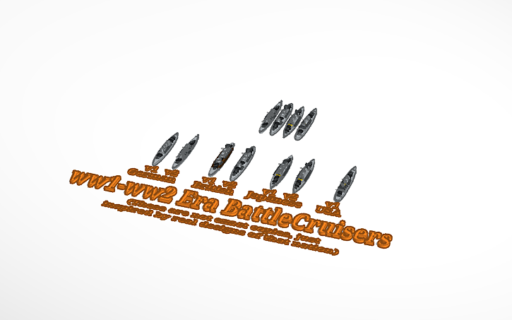 3D design Small 3D Printable Warships - Tinkercad