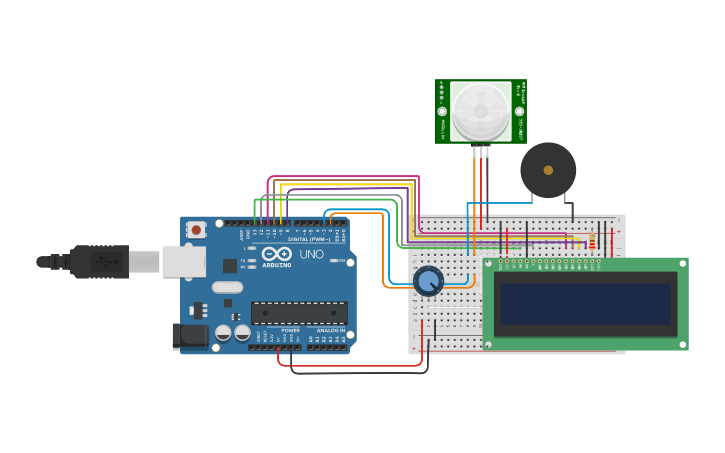 Circuit design PIR sensor | Tinkercad