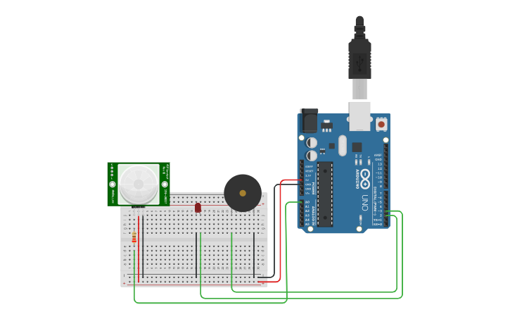 Circuit design Arduino Passive Infrared Sensor - Tinkercad