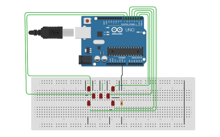 Circuit design Arduino Dice Simple - Tinkercad