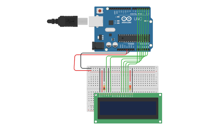 Circuit design Letrero con movimiento LCD - Tinkercad