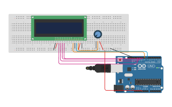 Circuit design LCD display with arduino - Tinkercad