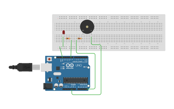Circuit design Module 6 -Project 13–Piezo Knock Sensor - Tinkercad