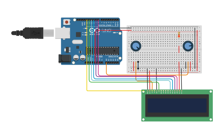 Circuit design Muestra valor por potenciometro - Tinkercad