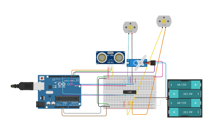 Circuit design 2020 12 17 avance carrito evasor de obstáculos - Tinkercad