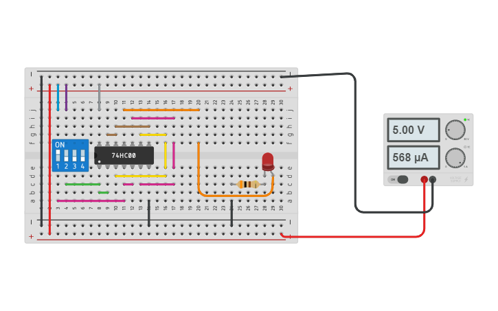 Circuit design NOR USING NAND | Tinkercad
