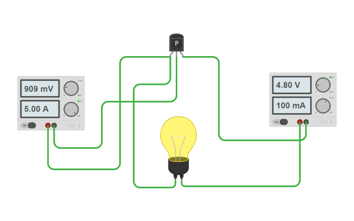 Circuit design PNP tranzistor kao prekidac - Tinkercad