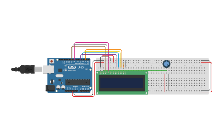 Circuit design LCD 16x2 - Tinkercad