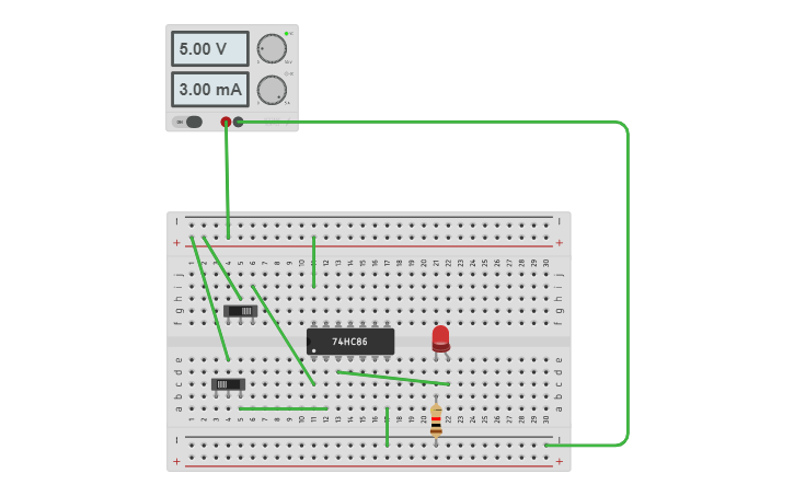 Circuit design XOR 7486 | Tinkercad