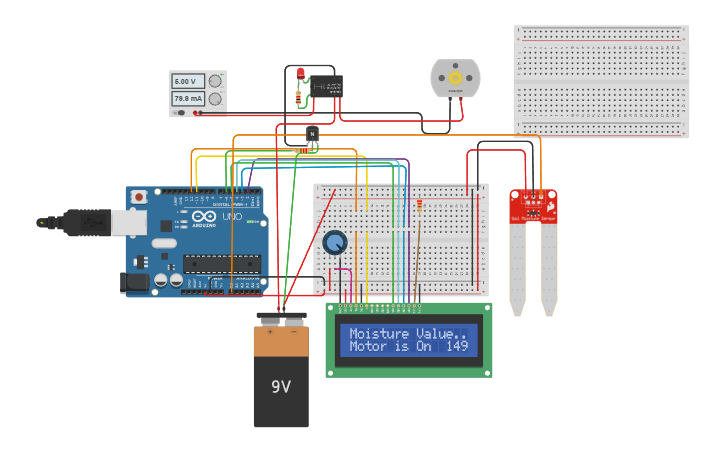 Circuit design smart irrigation using ai - Tinkercad