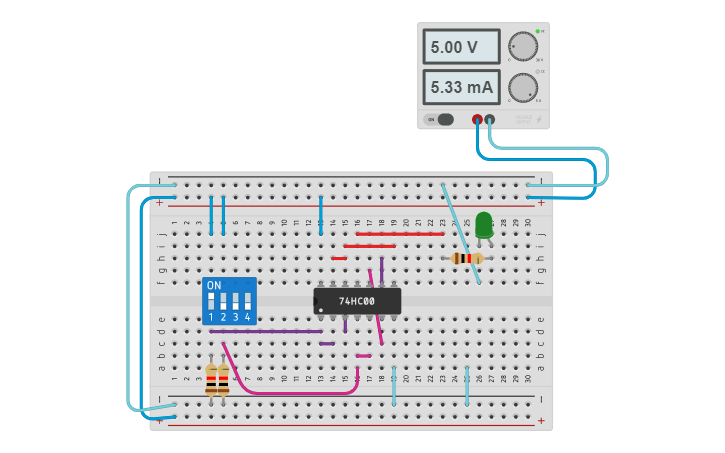 Circuit design NOR using NAND - Tinkercad