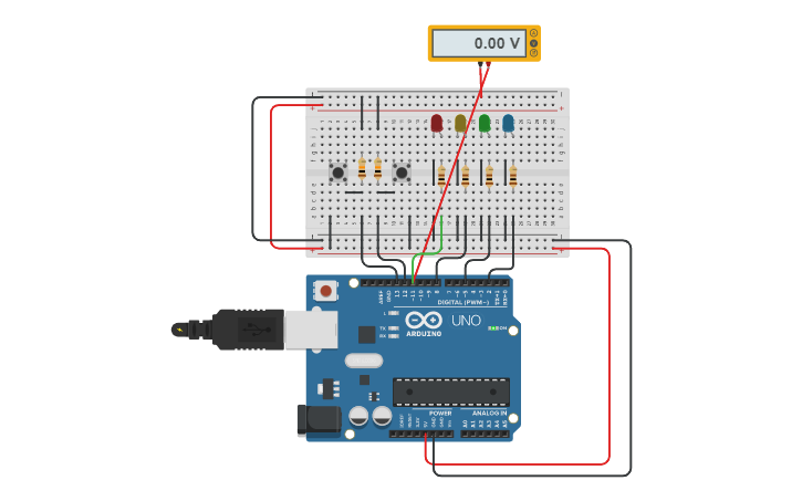 Circuit design aula pratica arduino debounce | Tinkercad