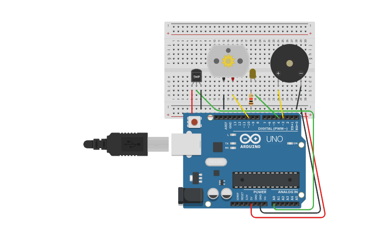 Circuit design Copy of TMP36 Temperature Sensor With Arduino | Tinkercad