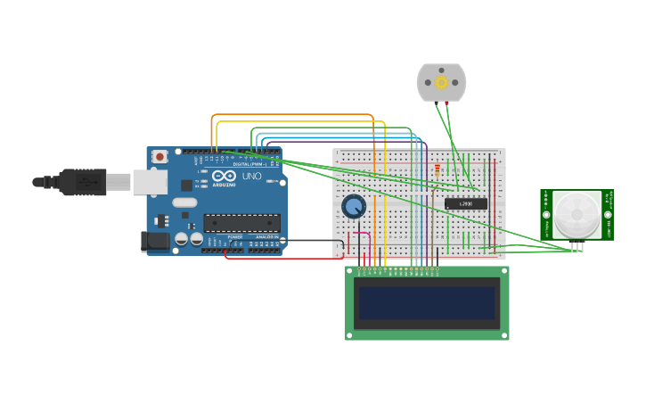 Circuit design ir sensor with motor driver - Tinkercad
