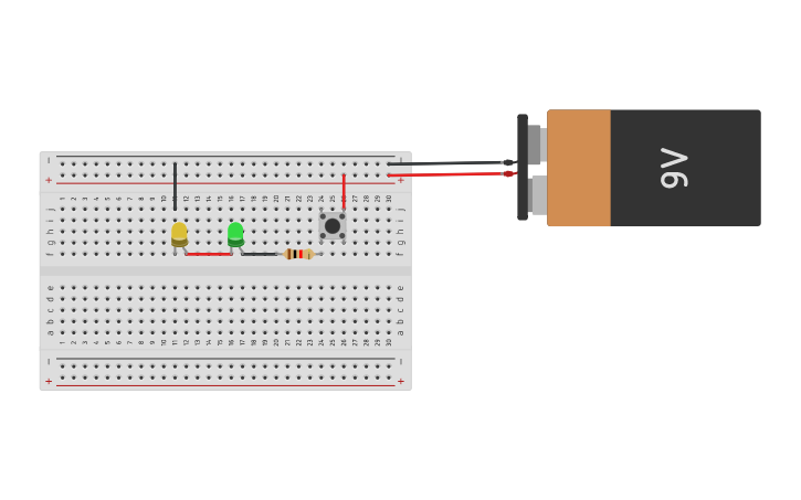 Circuit design led with push button - Tinkercad