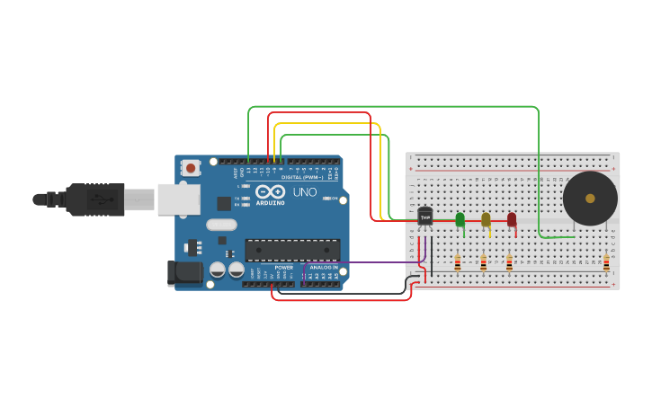 Circuit design Rain Sensor Alarm - Tinkercad