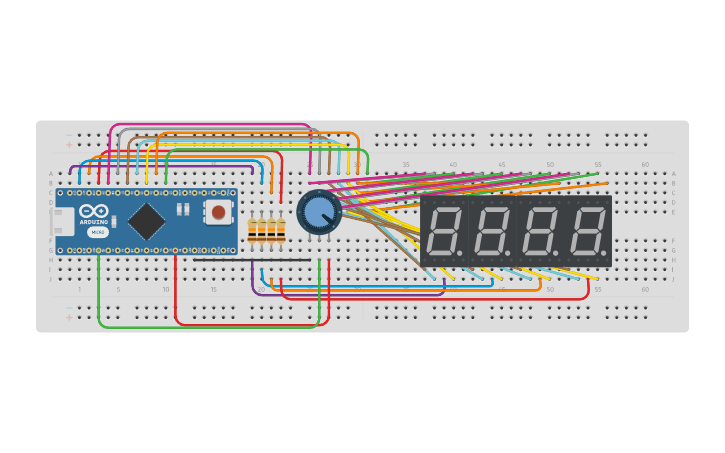 Circuit design 4Digits 7-Segment Arduino - Tinkercad