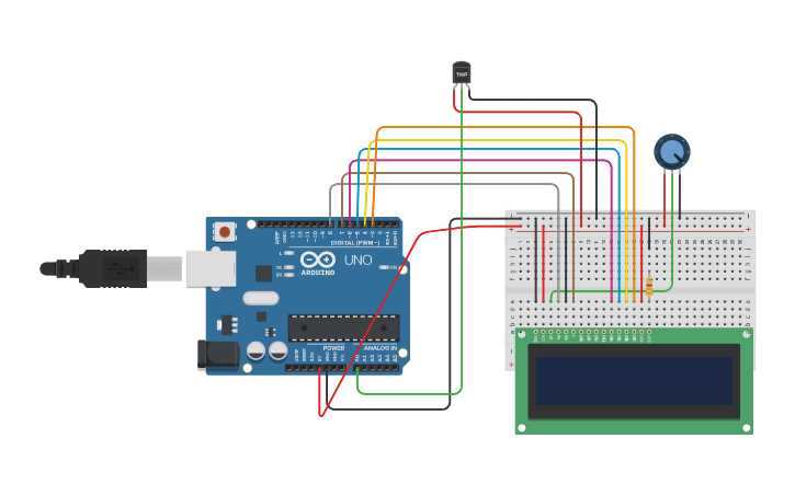 Circuit design Temperature monitoring using Arduino - Tinkercad