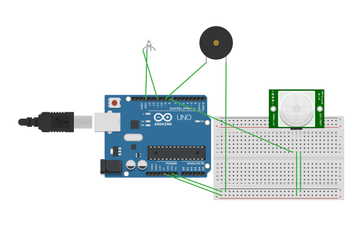 Circuit design Motion Alarm with Arduino - Tinkercad