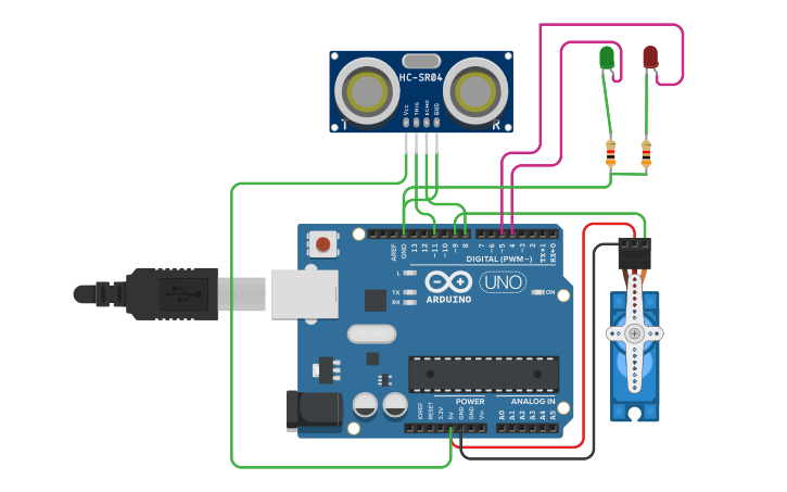 Circuit design Robot radar - Tinkercad