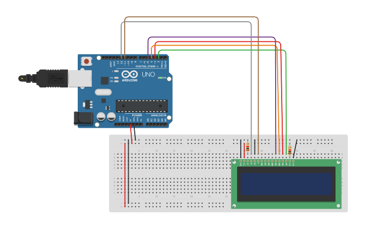 Circuit design pantalla LSD | Tinkercad