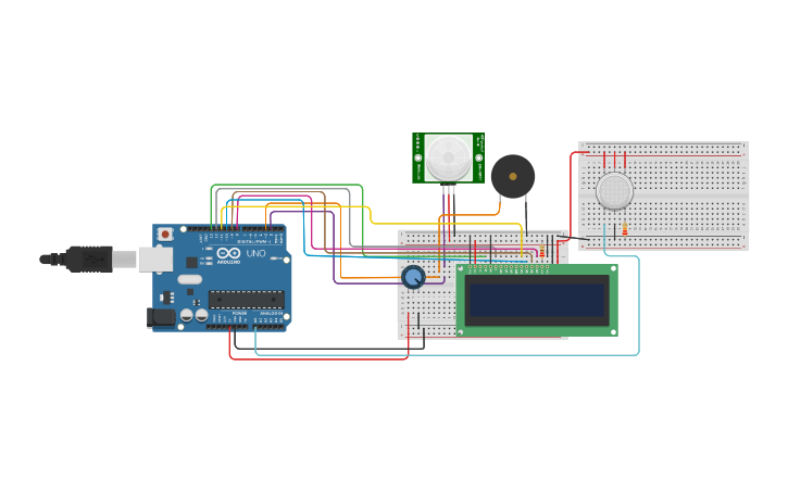 Circuit design PIR_Smoke_Alarm | Tinkercad