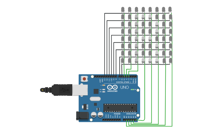 Circuit design Modified 8x8 LED Matrix | Tinkercad
