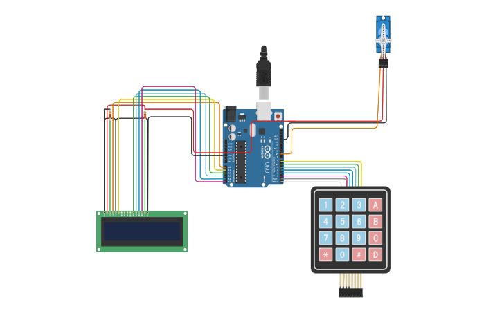 Circuit design Digital Keypad Security Door Lock using Arduino - Tinkercad