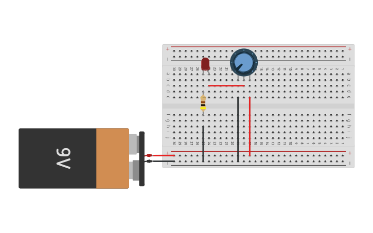 Circuit design Circuito con LED y potencimetro | Tinkercad