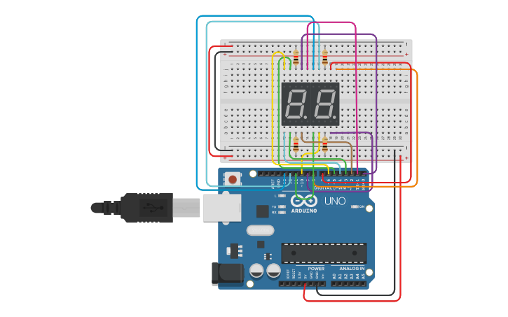 Circuit Design 0-99 Count Clock With Arduino - Tinkercad