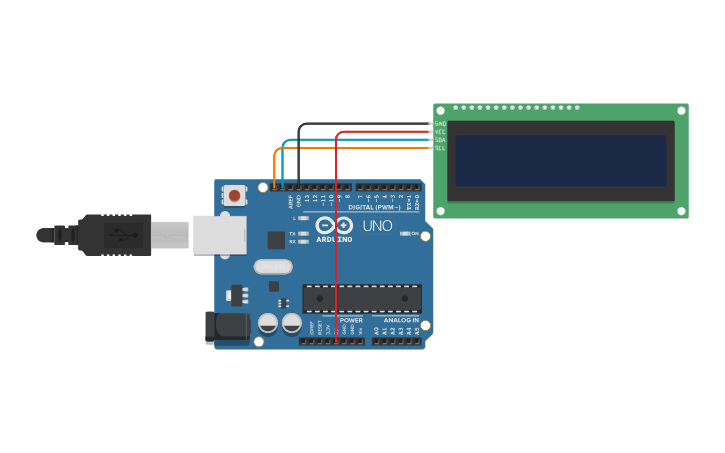Circuit design LCD i2c 16x2 - Tinkercad