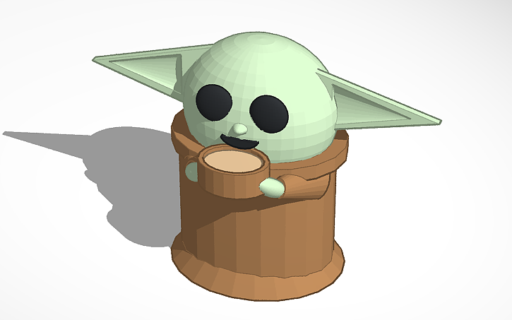 3D design Baby Yoda Holding Cup ) Tinkercad