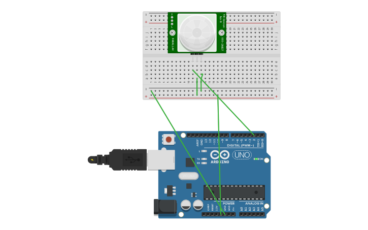 Circuit design Sensor PIR - Tinkercad