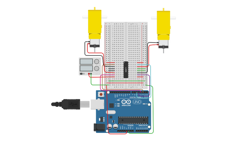 Circuit design Ардуино МАШИНА l293D [1] | Tinkercad