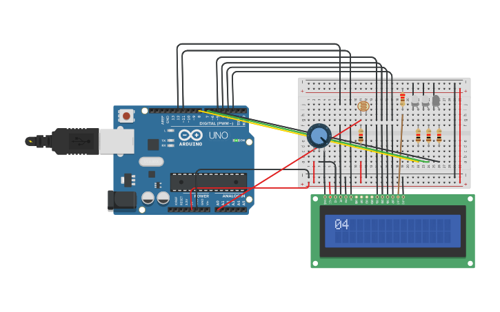 Circuit design fotoresistore | Tinkercad