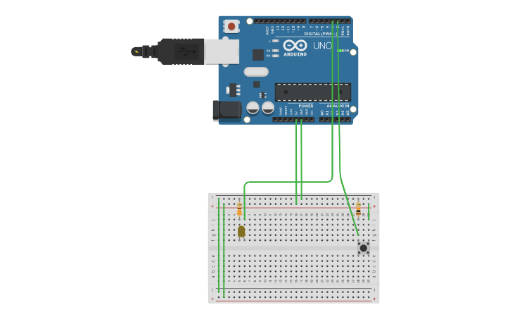 Circuit design Digital Input- Digital Output - Tinkercad