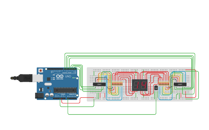 Circuit design From 0 to 99 counter using arduino and CD4511 - Tinkercad